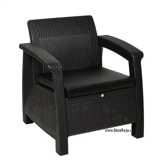 Black-Wicker-Sofa مبل حصیری یکنفره مشکی