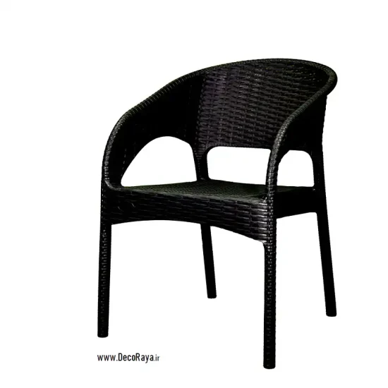 Black-Wicker-chair-with-handle-992 صندلی حصیری دسته دار 992 مشکی