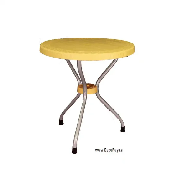 Chickpea-Cream-Round-wicker-table-with-metal-base-422 میز دایره حصیری پایه فلزی کرم نخودی 422