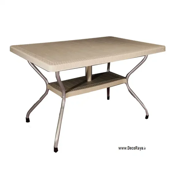 میز حصیری مستطیل پایه فلزی کرم 621