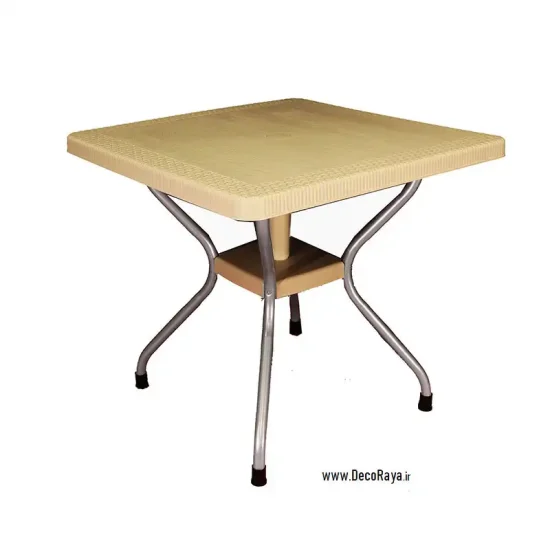 میز حصیری مربع پایه فلزی کرم 623