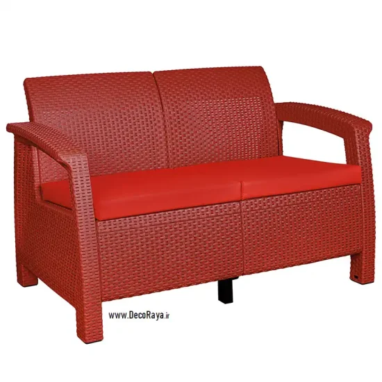 مبلمان حصیری دونفره زرشکی