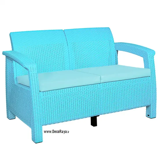 مبلمان حصیری دونفره آبی فیروزه ای