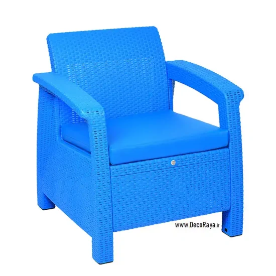 Dark-Blue-Wicker-Sofa مبل حصیری یکنفره آبی سیر