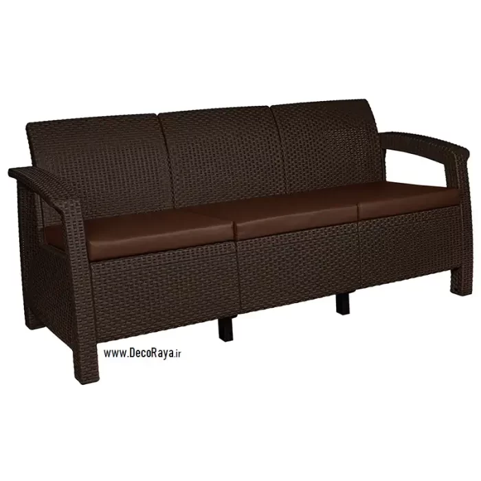 Dark-Brown-Three-seater-wicker-sofa