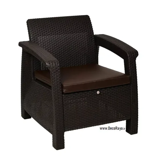Dark-Brown-Wicker-Sofa مبل حصیری یکنفره قهوه ای سوخته