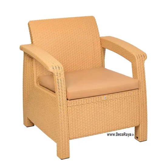 Dark-Cream-Wicker-Sofa مبل حصیری یکنفره کرم سیر