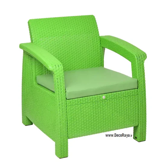 Dark-Green-Wicker-Sofa مبل حصیری یکنفره سبز سیر