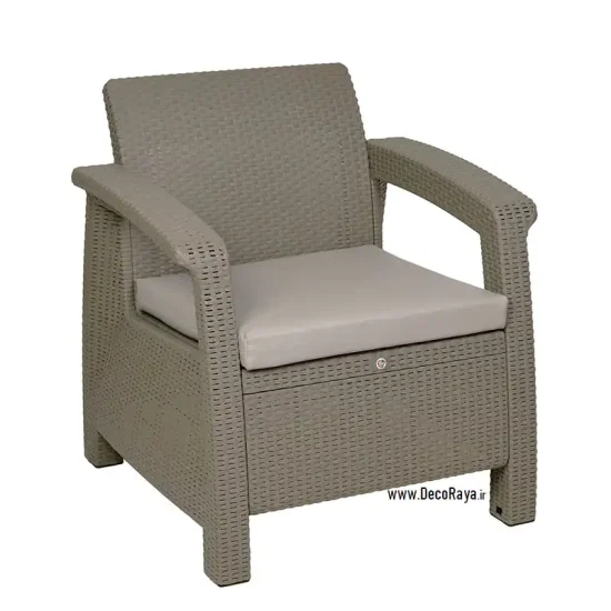 Dark-Grey-Wicker-Sofa مبل حصیری یکنفره طوسی سیر