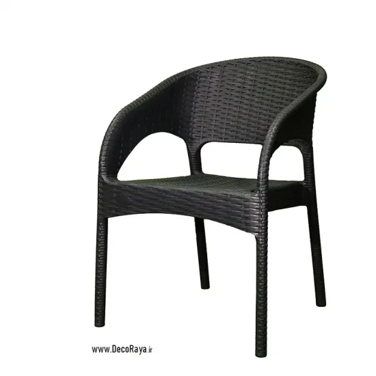 Dark-Grey-Wicker-chair-with-handle-992 صندلی حصیری دسته دار 992 نوک مدادی
