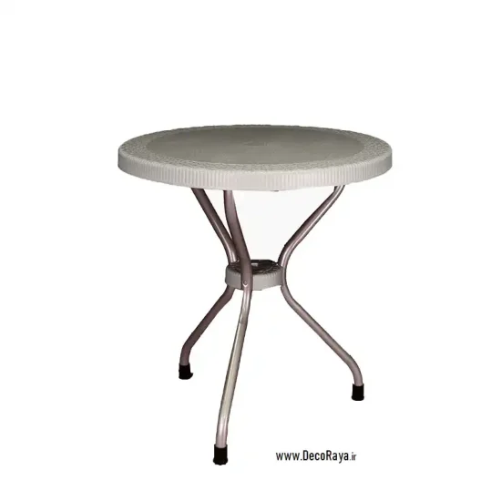 Grey-Round-wicker-table-with-metal-base-422 میز دایره حصیری پایه فلزی طوسی 422
