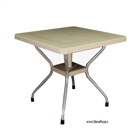 میز حصیری مربع پایه فلزی طوسی 623
