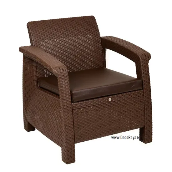 Light-Brown-Wicker-Sofa مبل حصیری یکنفره قهوه ای روشن