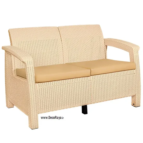 مبلمان حصیری دونفره کرم روشن