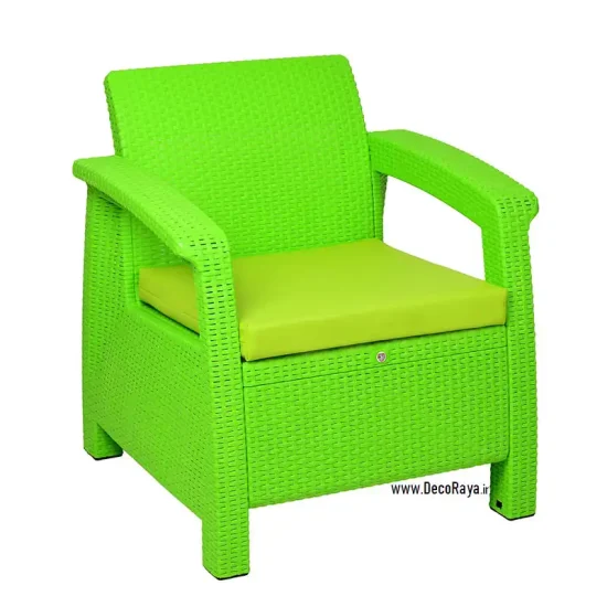 Light-Green-Wicker-Sofa مبل حصیری یکنفره سبز روشن