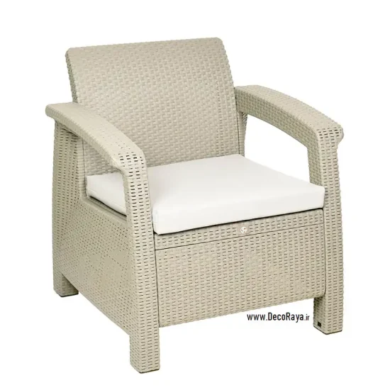 Light-Grey-Wicker-Sofa مبل حصیری یکنفره طوسی روشن
