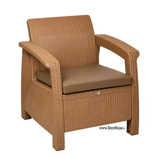 Olive-Wicker-Sofa مبل حصیری یکنفره زیتونی