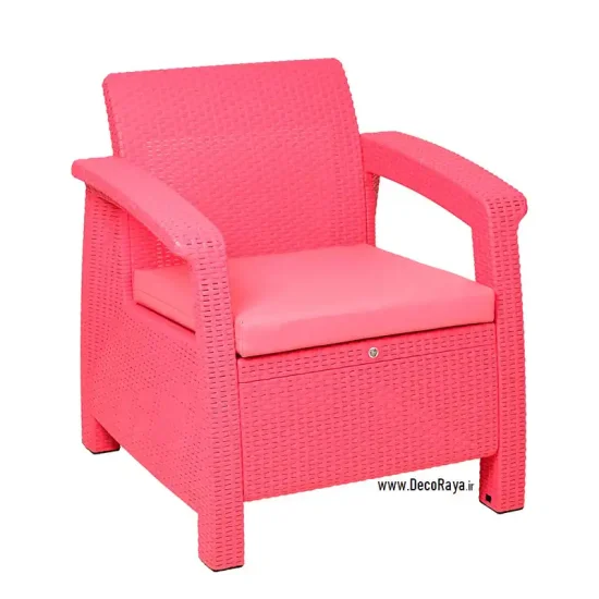Pink-Wicker-Sofa مبل حصیری یکنفره صورتی