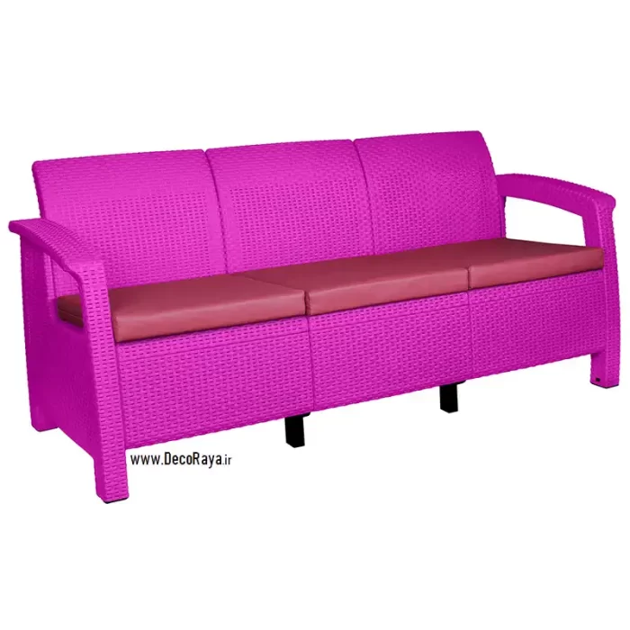 Purple-Three-seater-wicker-sofa