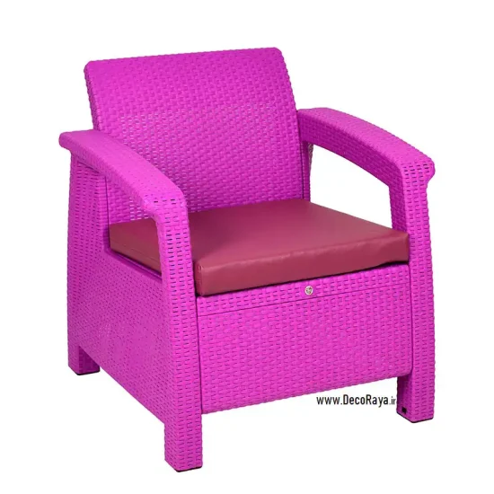 Purple-Wicker-Sofa مبل حصیری یکنفره بنفش
