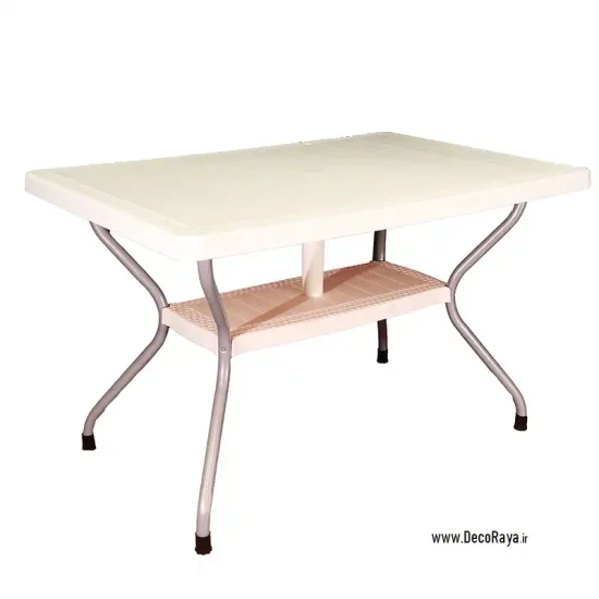 میز حصیری مستطیل پایه فلزی سفید 621