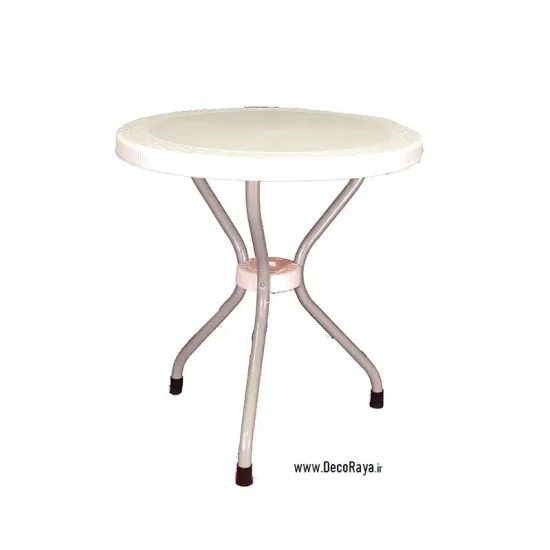 White-Round-wicker-table-with-metal-base-422 میز دایره حصیری پایه فلزی سفید 422