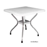 میز حصیری مربع پایه فلزی سفید 623