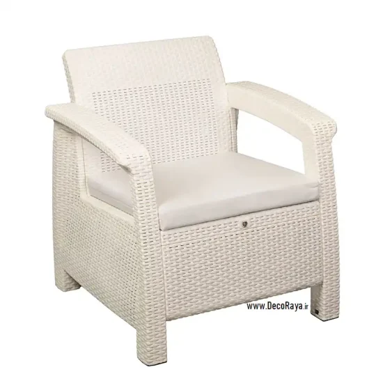 White-Wicker-Sofa مبل حصیری یکنفره سفید