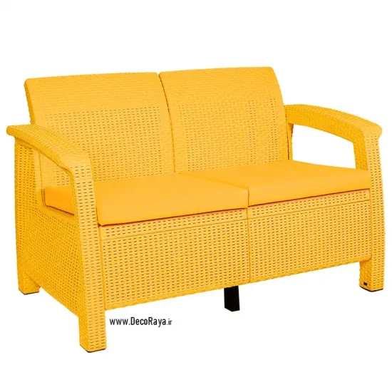 مبلمان حصیری دونفره زرد